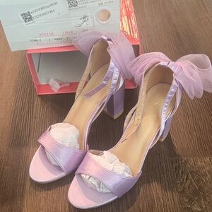 Allegra K Lavender Heels with Bow Detail